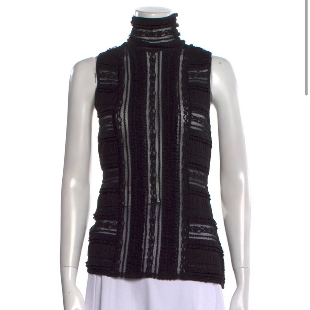 Cinq a Sept Black Textured Knit Sleeveless Top